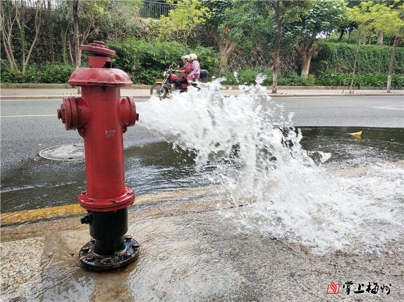 心疼!梅城梅水路一消防栓漏水1小时,原因竟是因为.