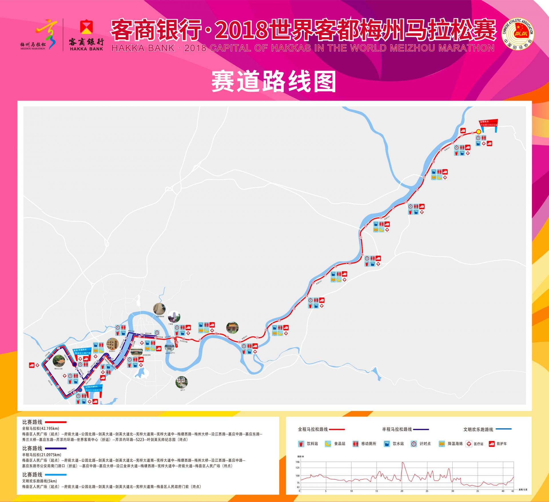 梅州马拉松赛道路线图.