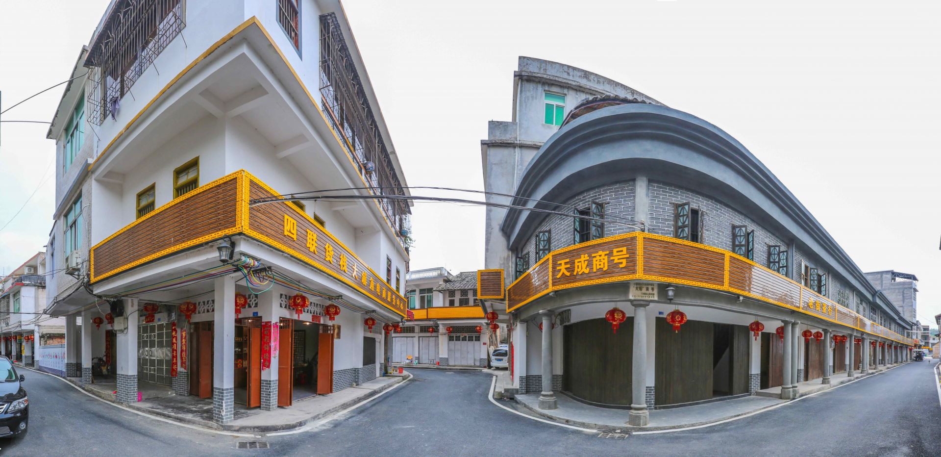 "红色村"枫朗镇大埔角村修缮红色旧址"天成商号"发展红色旅游,一旁是