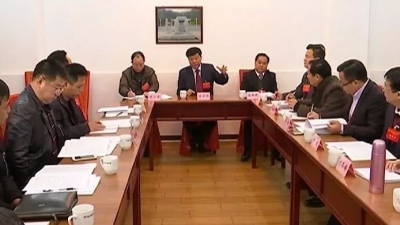 参加县委十三届五次全会的与会人员开展分组讨论