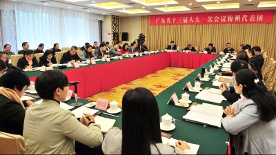 梅州代表团审议省人大常委会工作报告，许瑞生谭君铁方利旭等参加