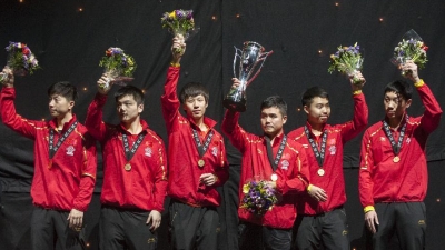 中国乒乓球男队完胜日本 获团体世界杯男团冠军