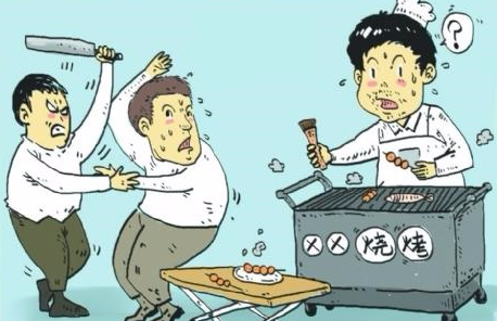 平远县城发生一起伤害案件，烧烤档主持刀划伤一男子