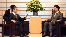 日本首相安倍晋三会见王毅