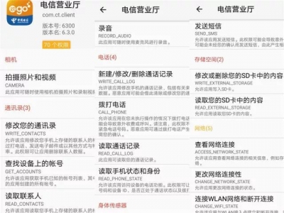 留神！电信这款APP不仅索要70多项权限，还要…
