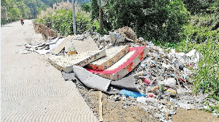 X967县道平远大柘段乱倒垃圾 破坏周边环境