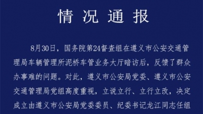 国务院督查组暗访车管所办事难，遵义通报：所长等被免
