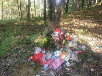 这路边风景，看不下去啊！市民休闲爬山，看到梅城泮坑山路上...