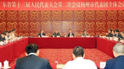 梅州代表团进行分组讨论，许瑞生林贻影陈敏张爱军等参加