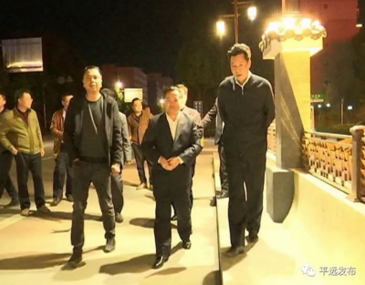 边走边看边点评！杨栋率队检查县城“两美”行动亮化工程