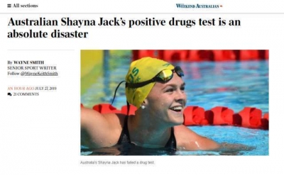 澳泳协回应本国选手兴奋剂事件：事情尚未盖棺定论，会零容忍