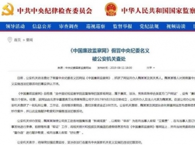 《中国廉政监察网》假冒中央纪委名义被查