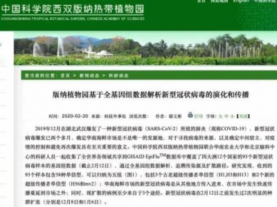研究称：武汉华南海鲜市场并非新冠病毒发源地