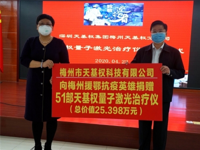 “你们守护国家，我们守护你们！”51名梅州援鄂英雄获赠治疗仪