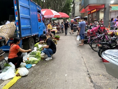 拦路摆摊、路边宰杀活禽…梅城福龙苑小区周边占道经营严重