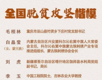 全国脱贫攻坚楷模名单