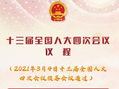 十三届全国人大四次会议议程公布