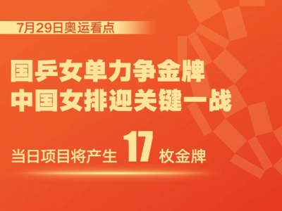 奥运今日看点：国乒女单力争金牌 中国女排迎关键一战