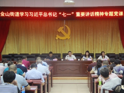 梅江区金山街道举行习近平总书记“七一” 重要讲话精神专题党课