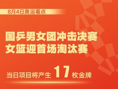 东京奥运会8月4日看点：国乒男女团冲击决赛，女篮迎首场淘汰赛