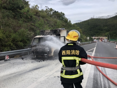 货车成“火车”！梅龙高速一货车行驶中被大火“吞噬”...