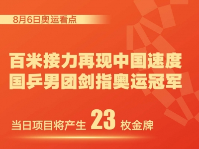 东京奥运会8月6日看点：百米接力再现中国速度，国乒男团剑指冠军