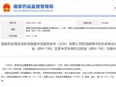 我国首家自主知识产权新冠病毒中和抗体联合治疗药物获批