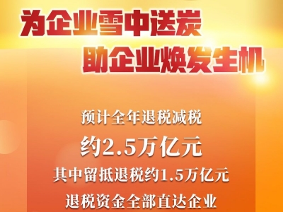 权威快报丨预计全年退税减税约2.5万亿元