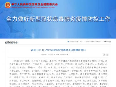 国家卫健委：昨日新增本土确诊病例1337例