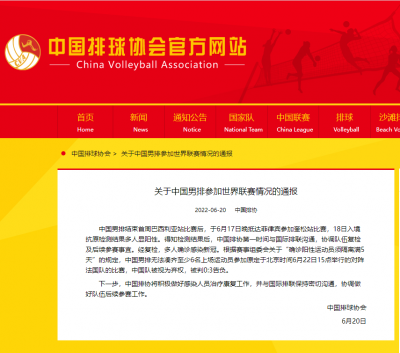 中国男排多人在菲律宾确诊新冠