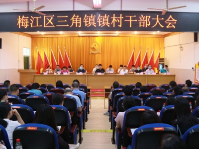 梅江区三角镇召开镇村干部大会