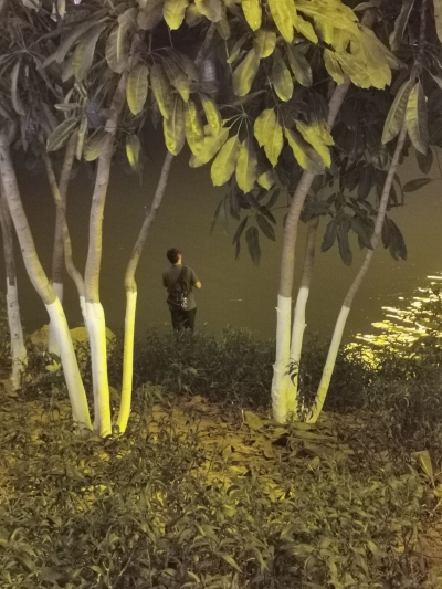 这样垂钓太危险！要不得！