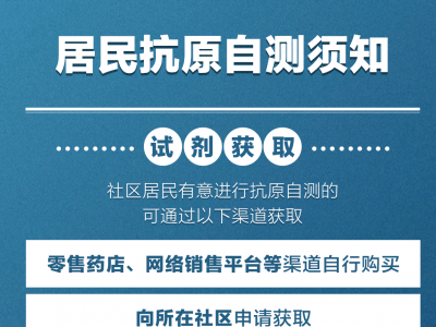 居民抗原自测须知，一图速览→