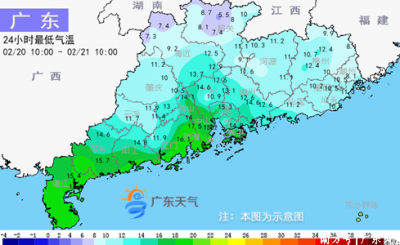 21-24日，广东天晴干燥，昼夜温差大