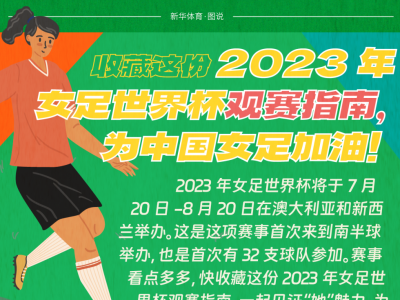 收藏这份2023年女足世界杯观赛指南，为中国女足加油！   