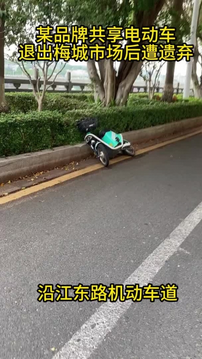 某品牌共享电动车退出梅城市场后遭遗弃