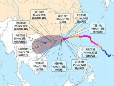 台风黄色预警！“小犬”向广东西部到海南岛东部一带沿海靠近