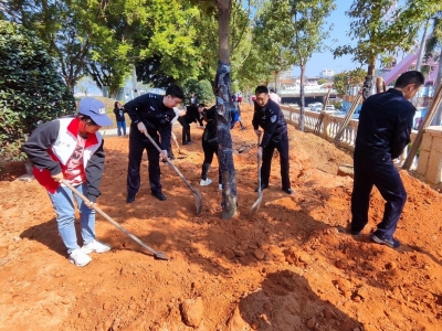 警民同心共植树！梅江区江南街道开展建设绿美江南植树活动
