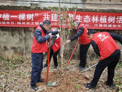为春天增绿添彩！梅江区怡乐社区与共建单位共植党员生态林