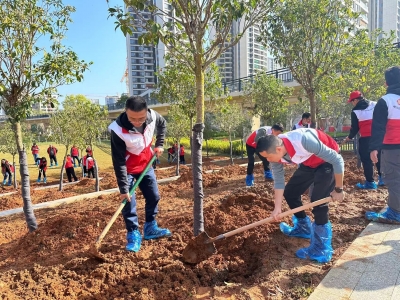 植树添新绿！“助力‘百千万工程’ 共建绿美梅州”主题党日活动走进绿轴公园