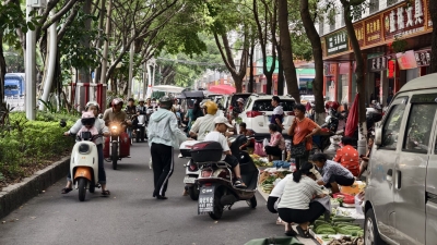 宪梓中路摊点“霸道”辅路成集市，市民盼加强管理