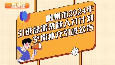 一图读懂丨梅州市2024年引进急需紧缺人才计划空岗补充引进公告