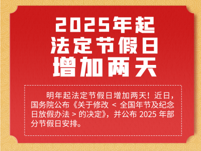 除夕纳入放假！2025年放假安排来了