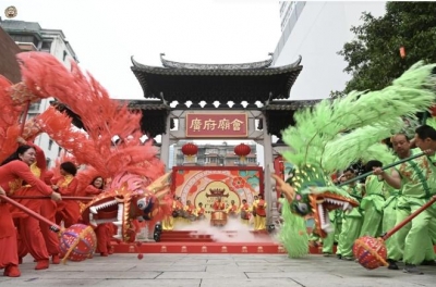 广府庙会开幕展演暨民俗文化活动开幕！大埔花环龙队节目《祥龙献瑞》参演