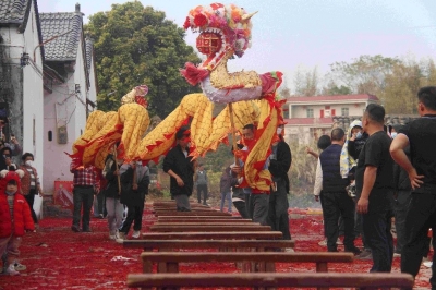赏灯盛景，古韵今风——兴宁市坭陂镇赏灯习俗之“舞龙跳凳”