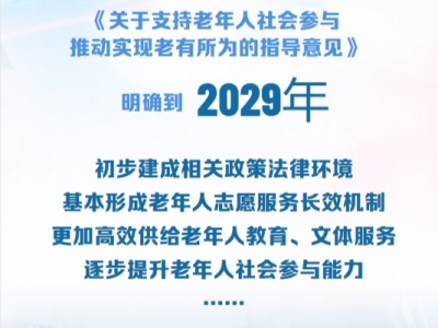 支持老年人社会参与！19部门首次联合发文明确目标