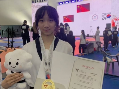 跆拳道韩国公开赛中国收获七金，梅州运动员张楚玲登顶！