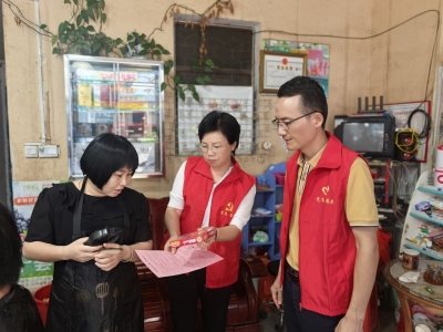 兴宁新圩开展爱国卫生党员先锋队入户宣传排查暨防控物资发放活动