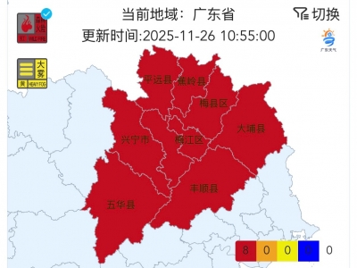 梅州启动森林火险红色（五级）预警响应