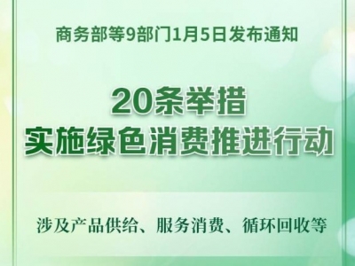 实施绿色消费推进行动！9部门发文